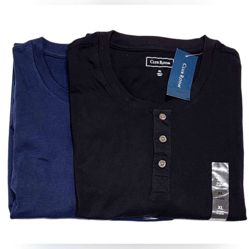 Set of 2 T-Shirts CLUB ROOM Men's Solid Henley - Picture 6 of 9
